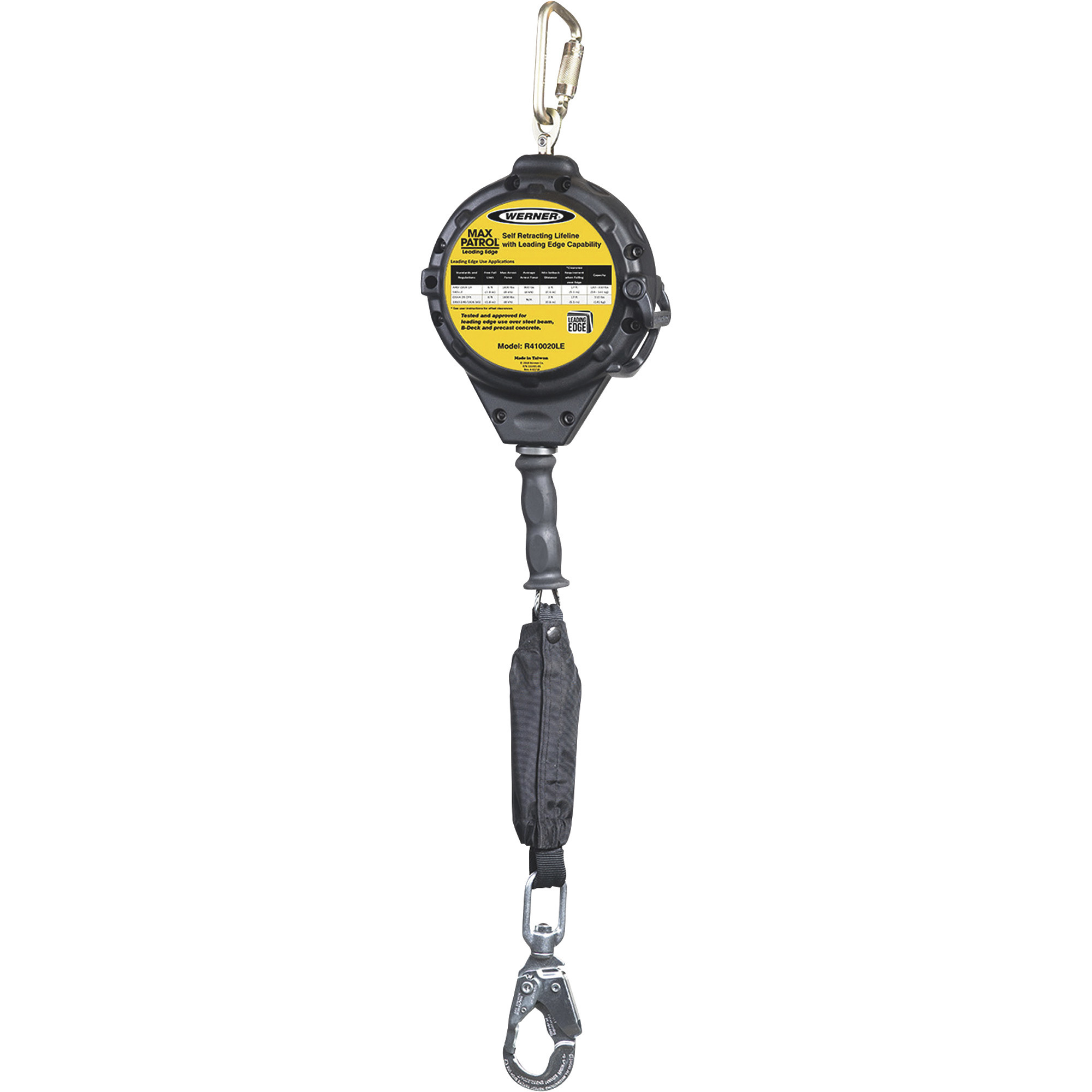 Werner Max Patrol Galvanized Steel Self-Retracting Lifeline, 3/8in. x 30ft.L, Model# R410030LE